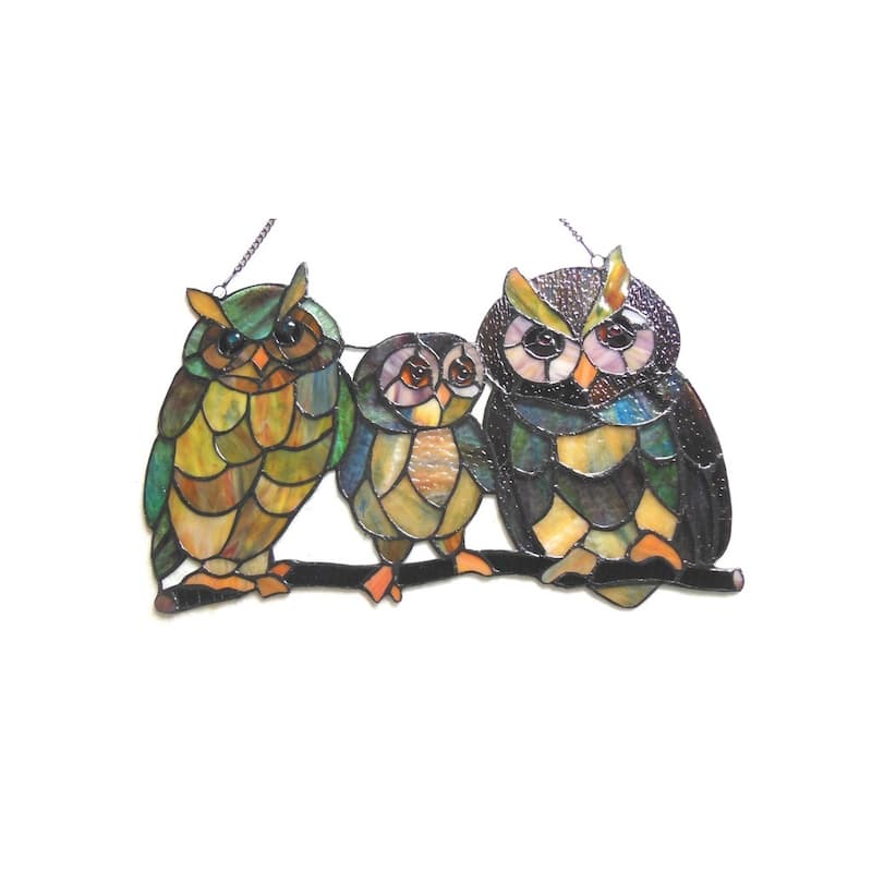 Chloe Tiffany Style Owl Design Window Panel/Suncatcher