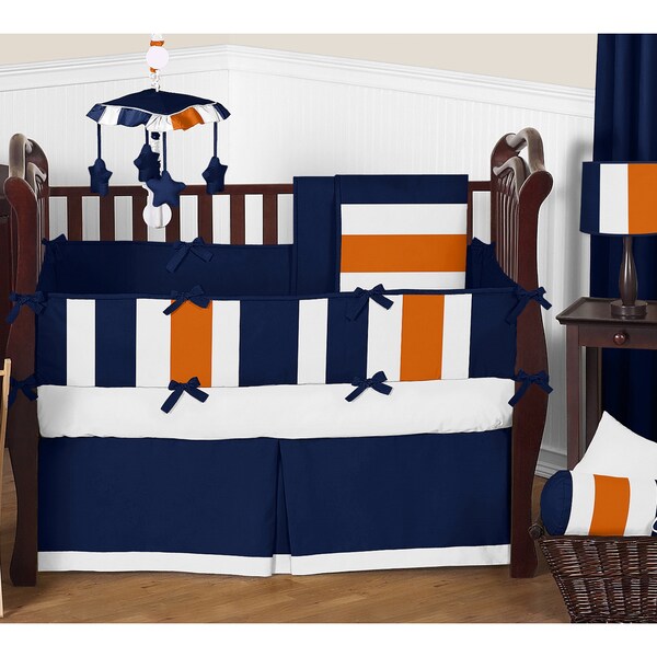 Sweet Jojo Designs Navy Blue And Orange Stripe 9 Piece Crib Sweet Jojo Designs Navy Blue And Orange Stripe 9 Piece Crib Bedding Set