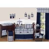 Sweet Jojo Designs Boys' Navy Blue and Grey Plaid Collection 9-piece Crib Bedding Set