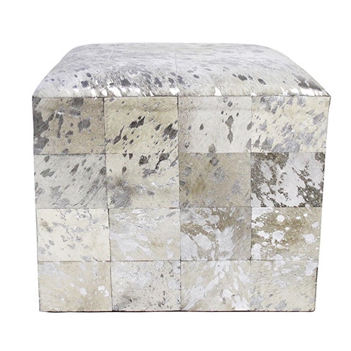 Shop Pasargad Home Forest Collection Cowhide Silver Ottoman On