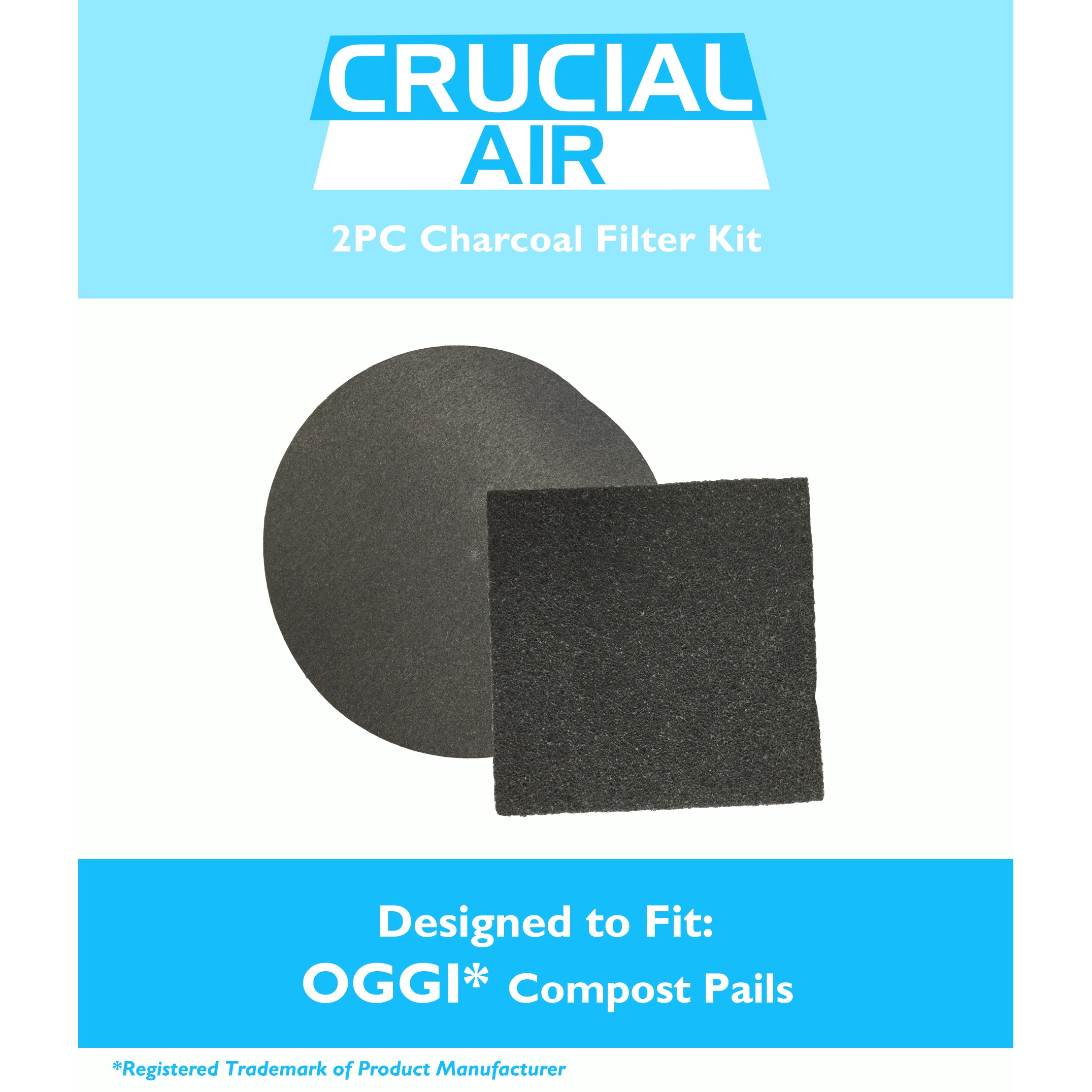 Replacement Charcoal Filter Kit, Fits OGGI Countertop Compost Pails,  Compatible with Part 7321