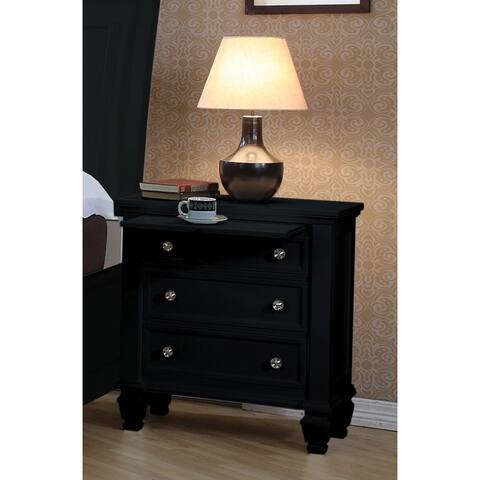 Coaster Furniture Sandy Beach Black Wood 3-drawer Nightstand