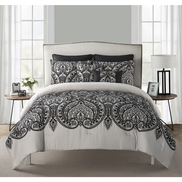 VCNY Flocked Paisley 7-piece Comforter Set - Free Shipping Today ...