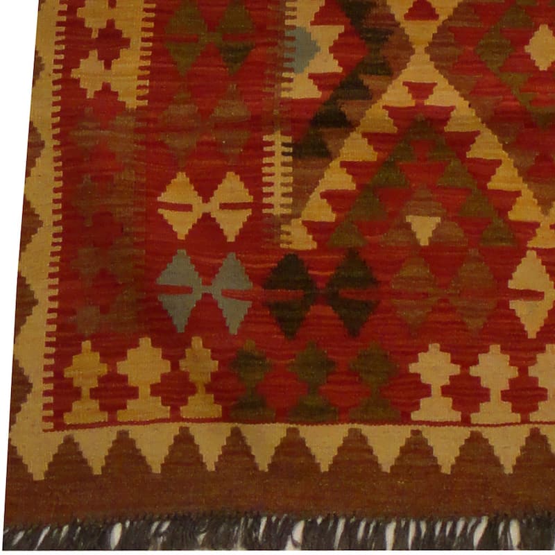 Handmade One-of-a-Kind Vegetable Dye Wool Kilim (Afghanistan) - 4' x 6'4