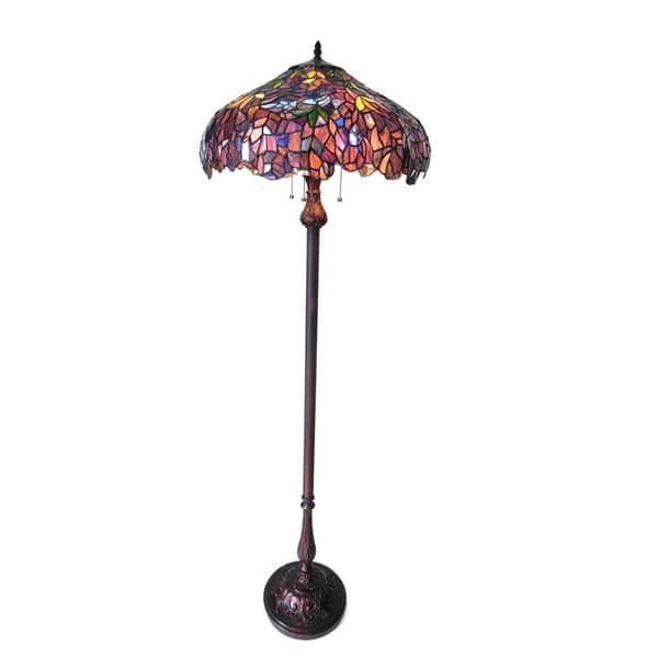 Tiffany Style Wisteria Floral Design 3-light Antique Bronze Floor Lamp
