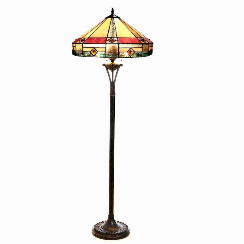 Tiffany Style Mission Design 2-light Antique Bronze Floor Lamp