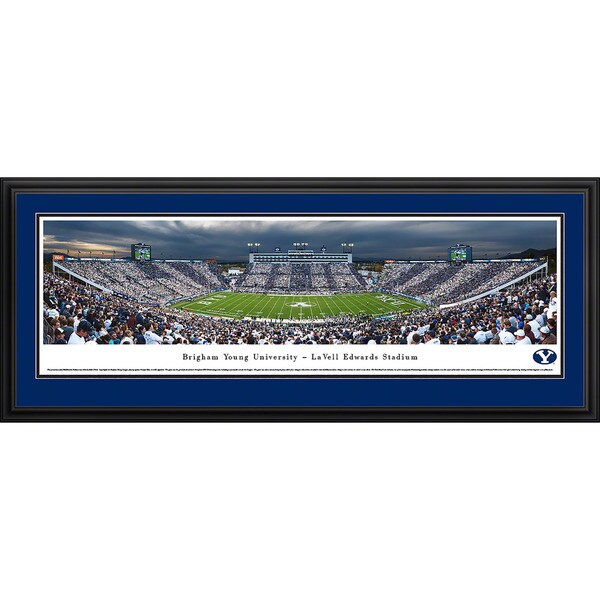 Blakeway Worldwide Panoramas Brigham Young Universtiy Cougars Football 50-yard Line Framed Print