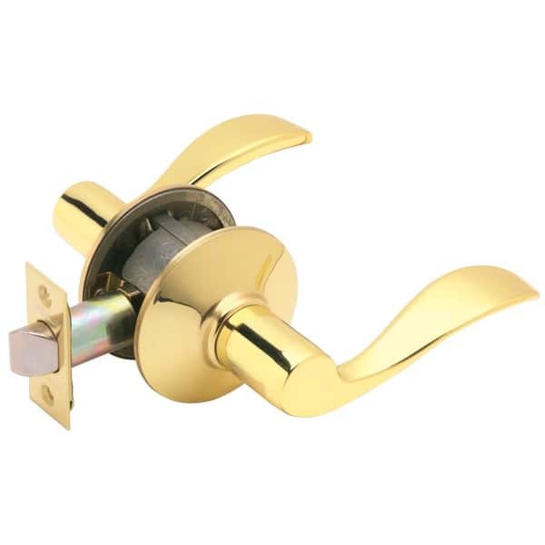Schlage Accent Bright Brass Steel Passage Lockset ANSI Grade 2 13/4 in