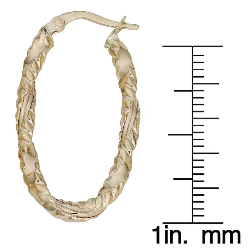 Fremada Italian 14k Yellow Gold Twisted Oval Hoop Earrings