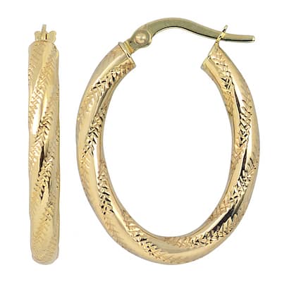 Fremada Italian 14k Yellow Gold 3-mm Oval Hoop Earrings