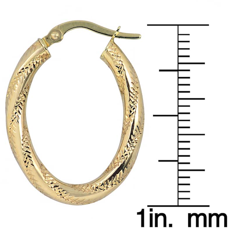 Fremada Italian 14k Yellow Gold 3-mm Oval Hoop Earrings