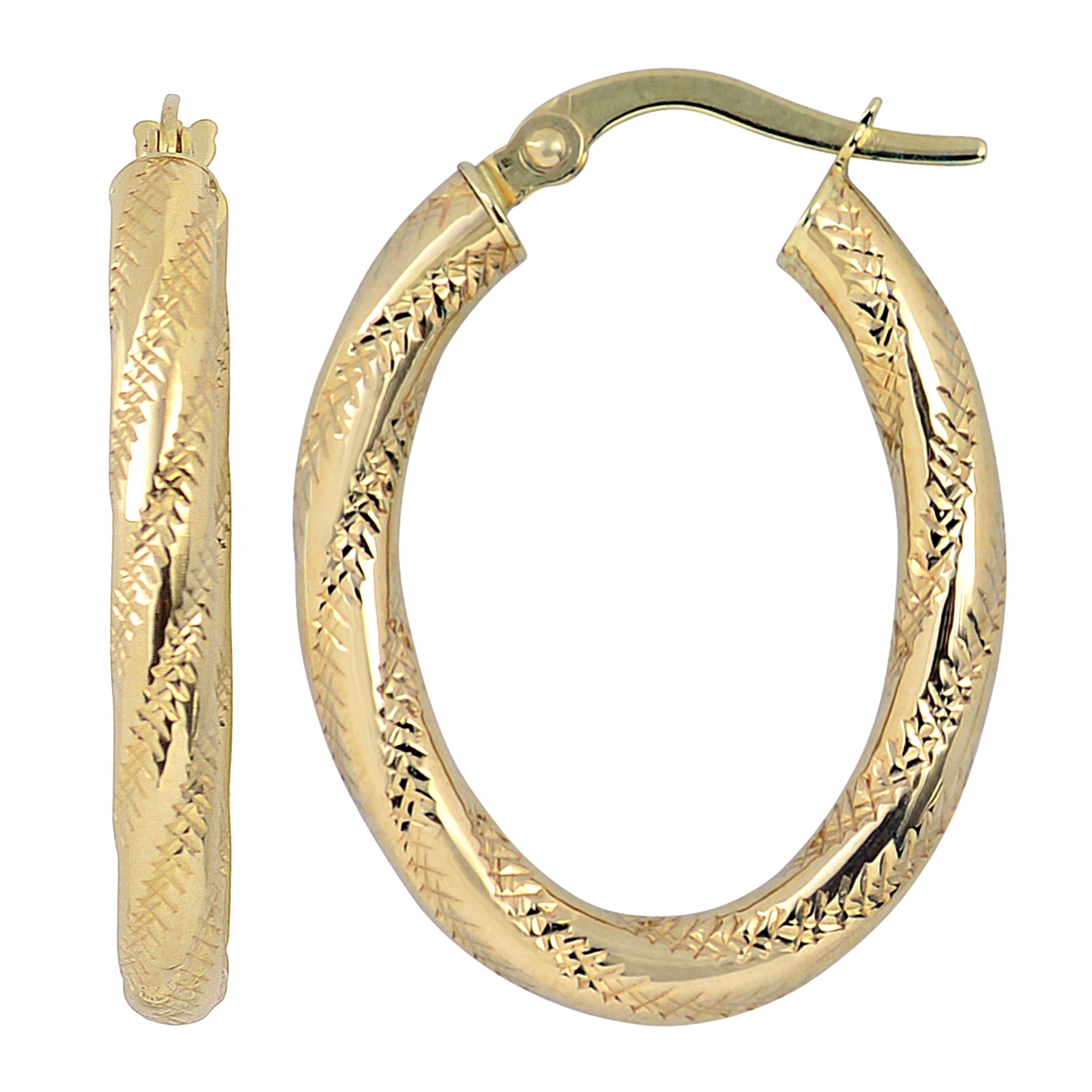 Au Naturale Italian 14k Yellow Gold 3-mm Oval Hoop Earrings