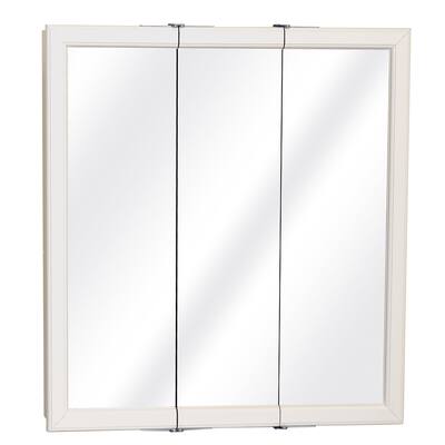 Zenith W30 29.63" x 25.75" x 4.5" White Tri-View Medicine Cabinet