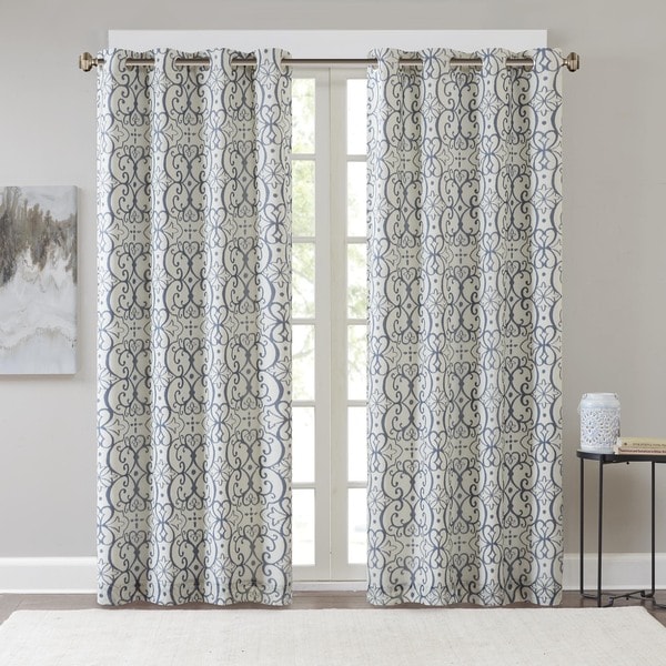 Madison Park Maren Printed Window Curtain Panel with Blackout Lining ...