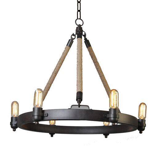 Y-Decor 6 Light Rope Chandelier in Oil Rubbed Bronze Finish (6 Light Rope Chandelier) - Chandeliers For Bedrooms by Overstock.com
