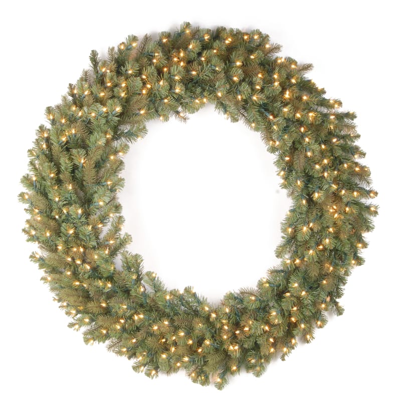 National Tree Company 4 ft. Downswept Douglas Wreath with Warm White LED Lights - 4 ft