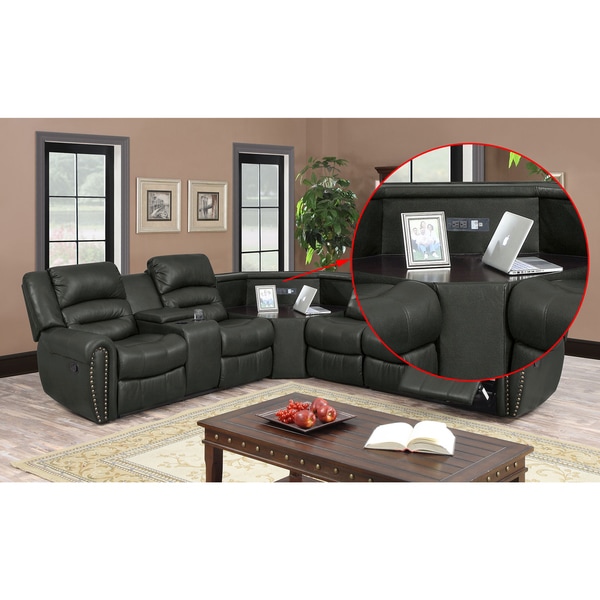 Nathanial Home Amelia Ported Bonded Leather Sectional