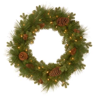 24-inch Eastwood Spruce Wreath with Battery-operated Warm White LED Lights