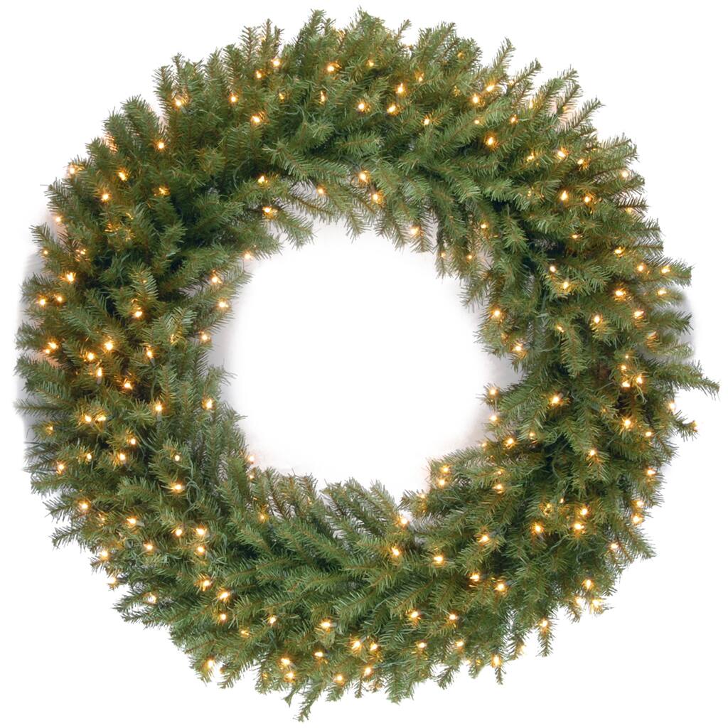 National Tree Company 4 ft. Norwood Fir Wreath with Warm White LED Lights - 4 ft