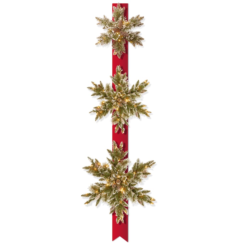 National Tree Company 77 in. Pre-lit Glittery Bristle Pine Triple Snowflake Door Hanging - 77 in