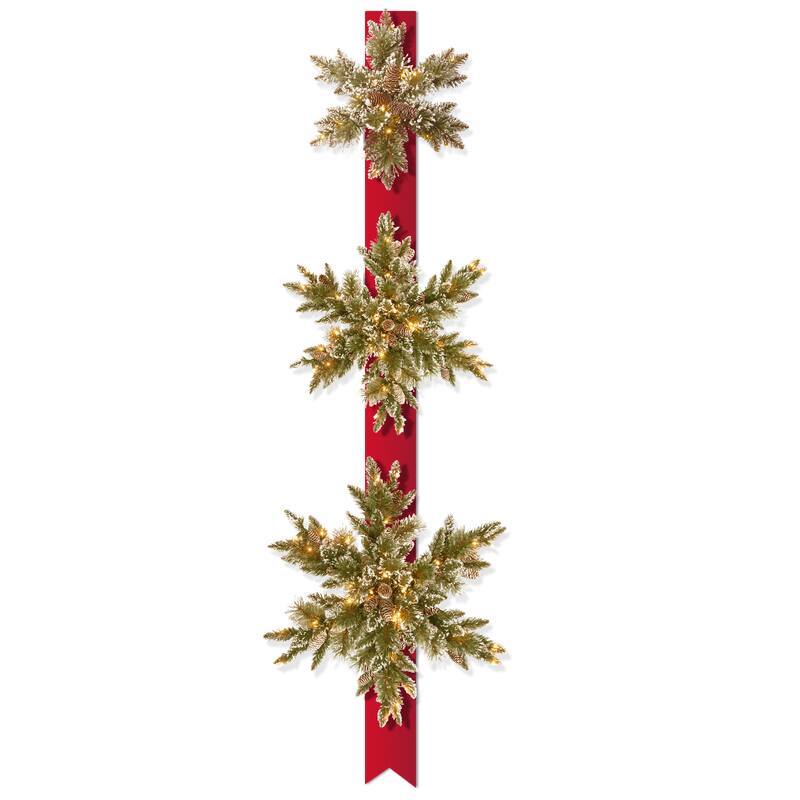 National Tree Company 77 in. Pre-lit Glittery Bristle Pine Triple Snowflake Door Hanging - 77 in