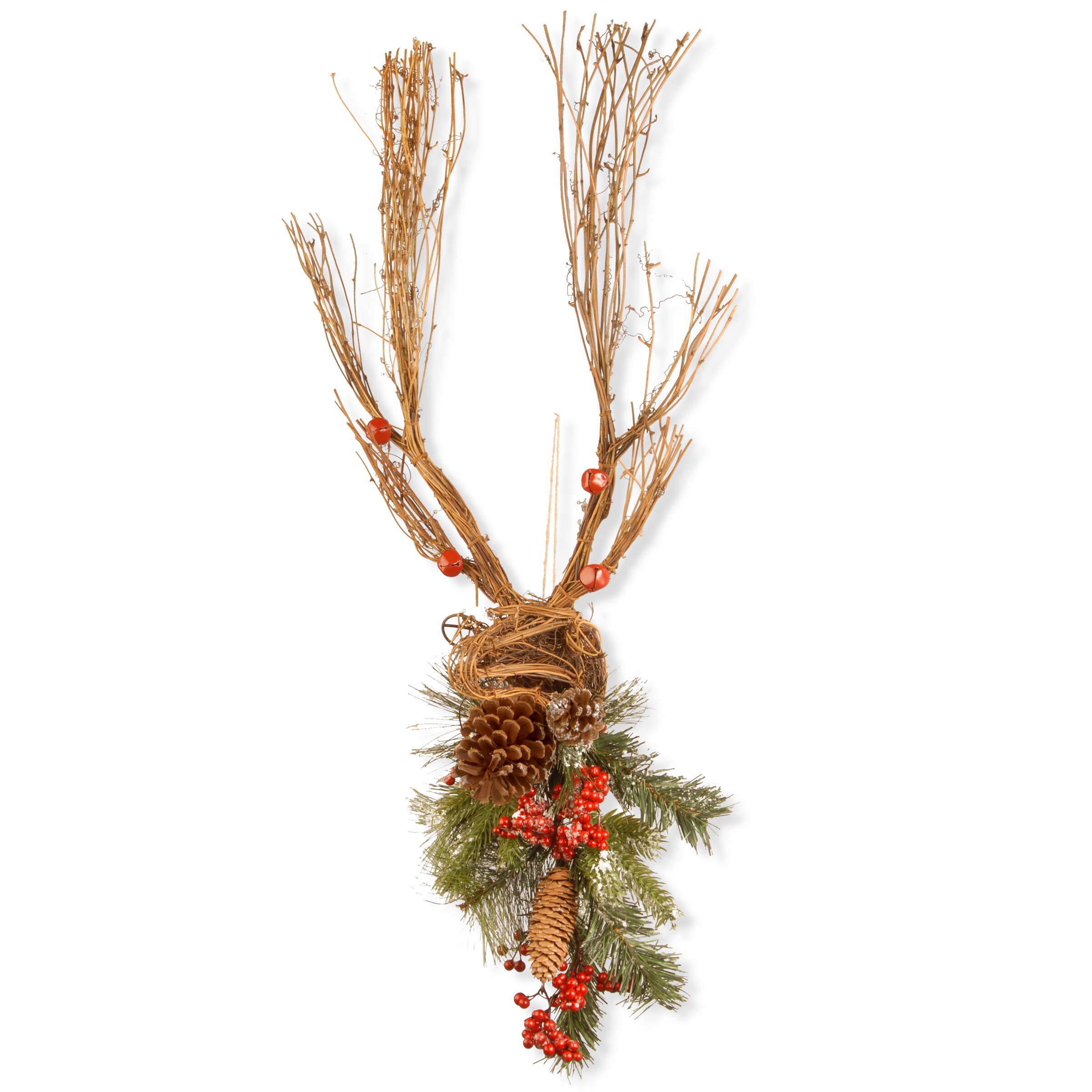 103, Christmas bells on a fir tree branch with pinecones