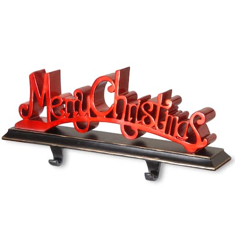 Black/Red Poly-resin 'Merry Christmas' Stocking Holder
