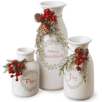 Holiday Antique-style 3-piece Milk Bottle Set