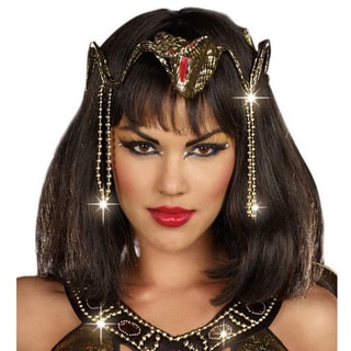 Egyptian Cleopatra Queen Gold Costume Sequin Head Band Hair Piece Snake Charm