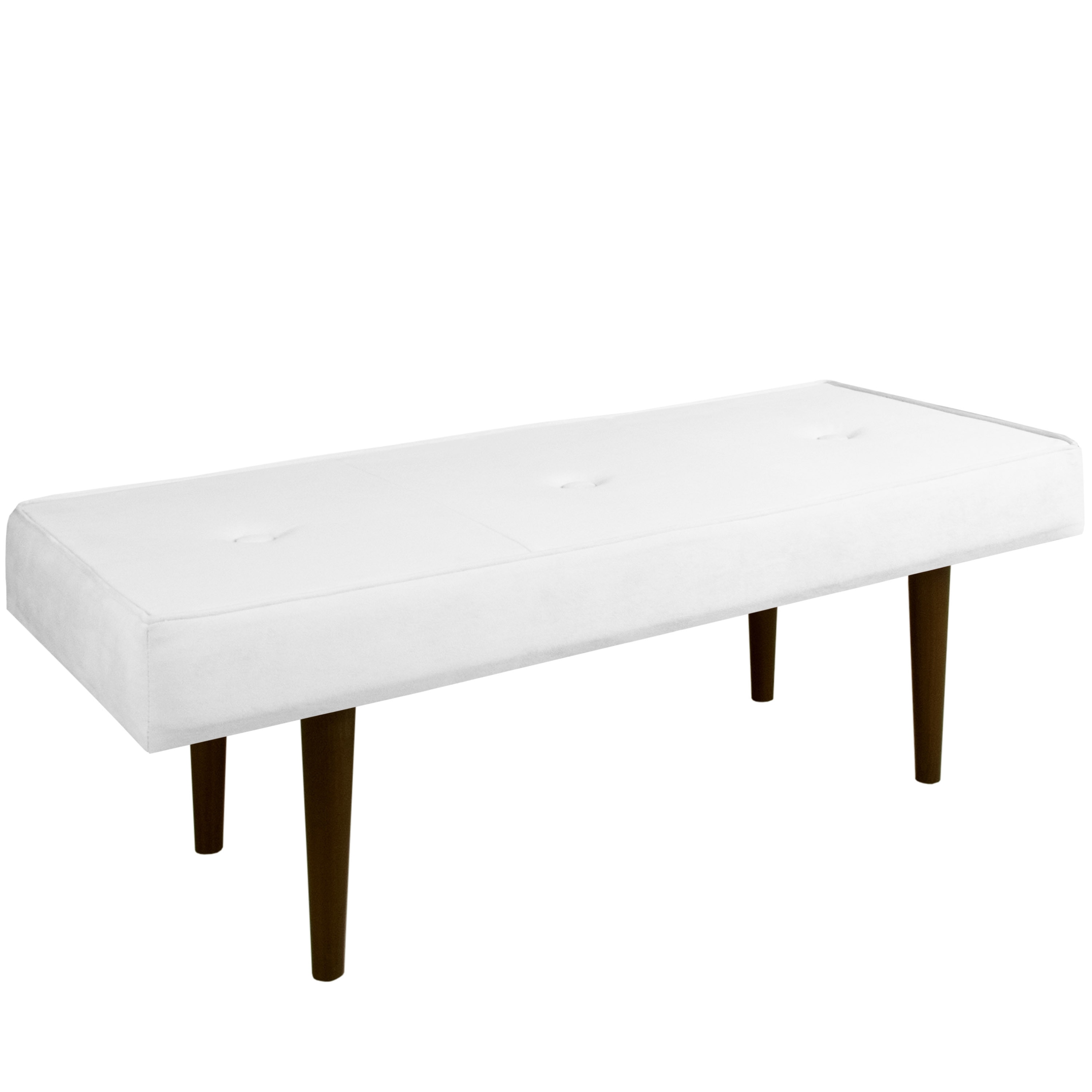 Shop Skyline Furniture White Velvet Button Tufted Cone Leg Bench On Sale Overstock 12494568