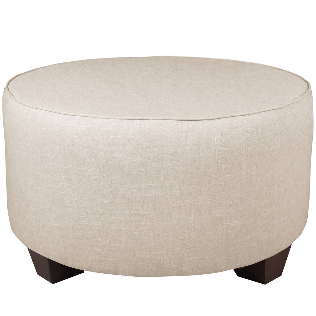 Skyline Furniture Linen Talc Round Cocktail Ottoman