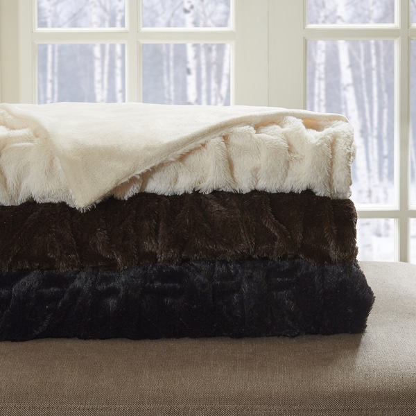 Hampton Hill Lifestyle Ruched Fur Oversized Throw 3 Color Option