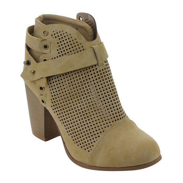 ED05 Women's Cut Out Wrapped Strappy High Chunky Heel Ankle Booties ED05 Women's Cut Out Wrapped Strappy High Chunky Heel Ankle Booties