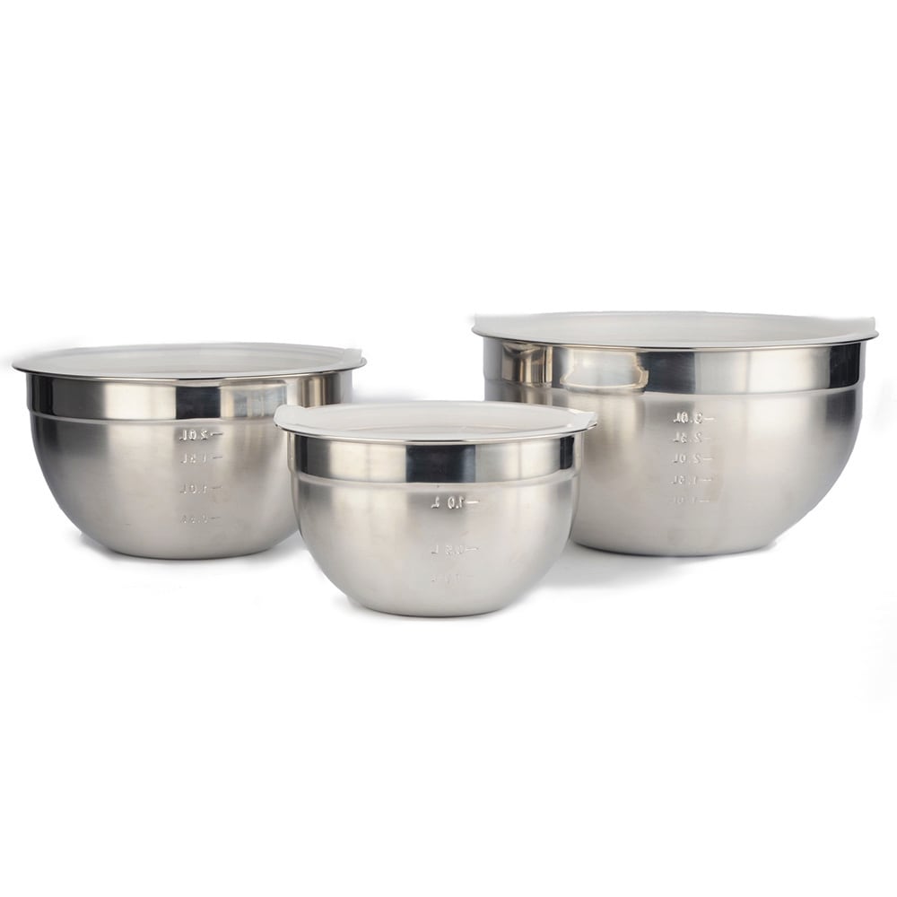 BergHOFF Geminis 8-Piece Stainless Steel Mixing Bowl Set with Lids