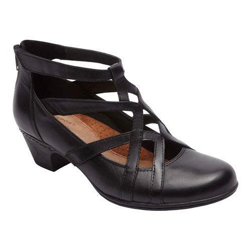 Women's Cobb Hill Adrina Cross-Strap Low Heel Black Leather