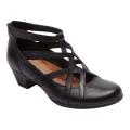 Women's Cobb Hill Adrina Cross-Strap Low Heel Black Leather
