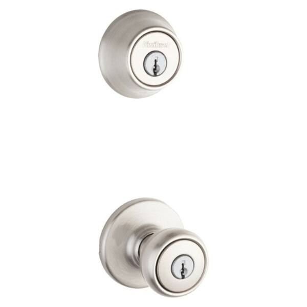 Kwikset Tylo Satin Nickel Entry Knob and Single Cylinder Deadbolt ANSI/BHMA Grade 3 1-3/4 in. Kwikset Tylo Satin Nickel Entry Knob and Single Cylinder Deadbolt ANSI/BHMA Grade 3 1-3/4 in.