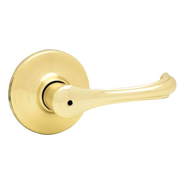 Kwikset Dorian Polished Brass Privacy Lever Right or Left Handed Kwikset Dorian Polished Brass Privacy Lever Right or Left Handed