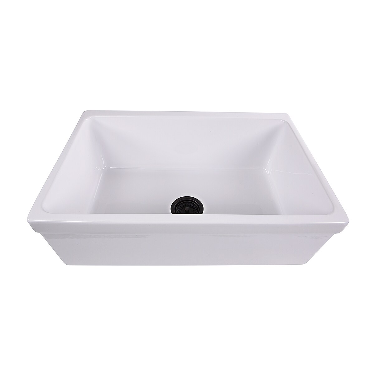 Highpoint Collection Decorative Farmhouse Fireclay Sink And Oil Rubbed Bronze Disposal Drain