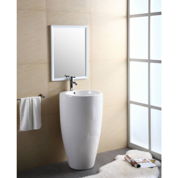 Fine Fixtures Island Pedestal, Elegant One Piece Pedestal Sink, Vitreous China