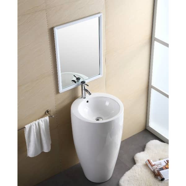 Fine Fixtures Island Pedestal, Elegant One Piece Pedestal Sink, Vitreous China