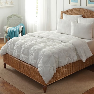 White Pintuck Tufted All Season Down Alternative Comforter