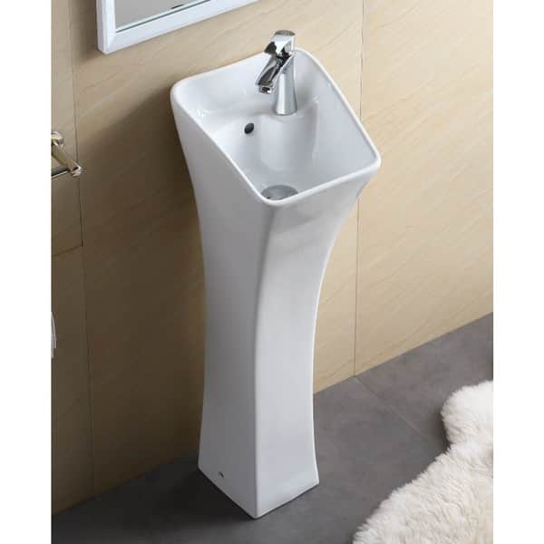 Windfield White Vitreous China Pedestal Sink