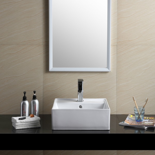 Fine Fixtures Vitreous China White Square Modern Vessel ...