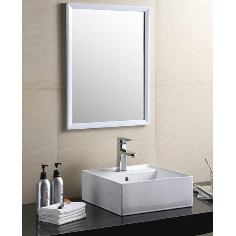 Fine Fixtures Vitreous China White Square Modern Vessel Bathroom Sink