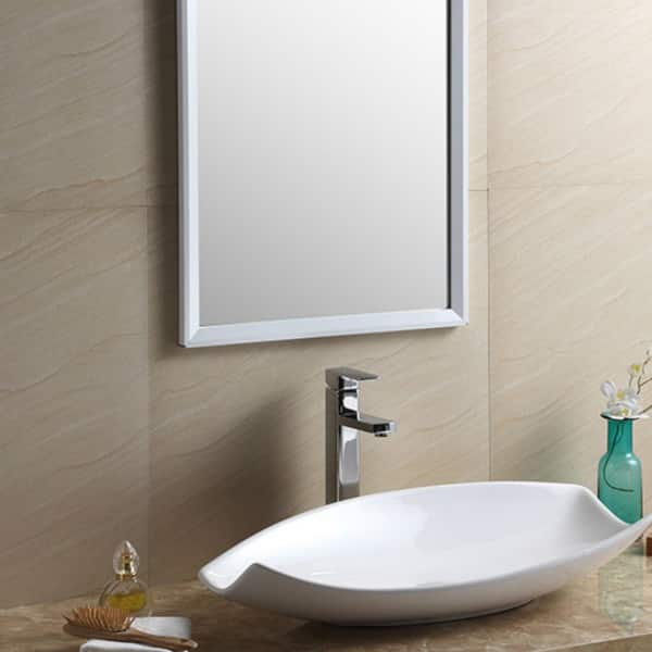 Fine Fixtures Modern White Vitreous China Irregular Vessel Bathroom Sink