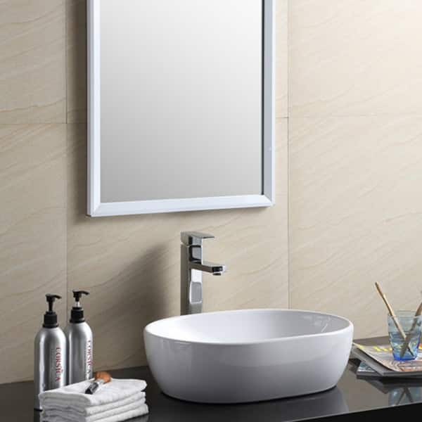 Fine Fixtures White Vitreous China Oval-shaped Vessel Bathroom Sink
