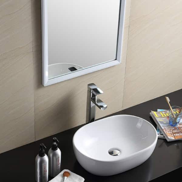 Fine Fixtures White Vitreous China Oval-shaped Vessel Bathroom Sink
