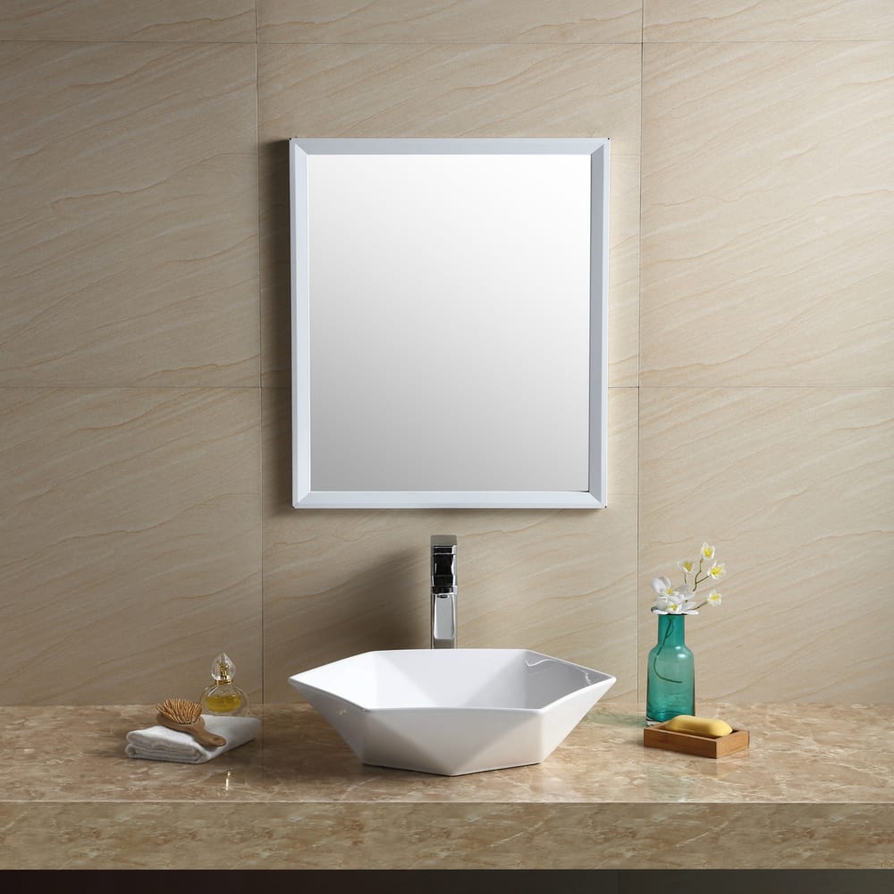 Fine Fixtures White Vitreous China Hexagon Vessel Bathroom Sink