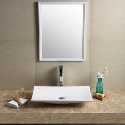 Fine Fixtures Vitreous China White Rectangular Modern Vessel Bathroom Sink